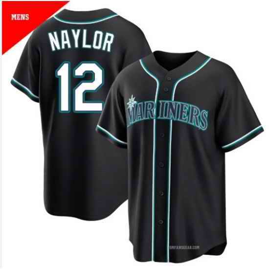 Men's #12 Josh Naylor Seattle Mariners Black Replica Fashion Out Jersey