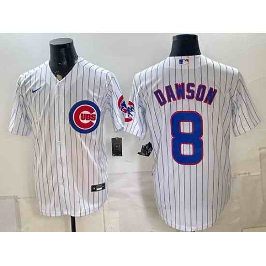 Men Chicago Cubs  8 Andre Dawson White Home Stitched Baseball Jersey