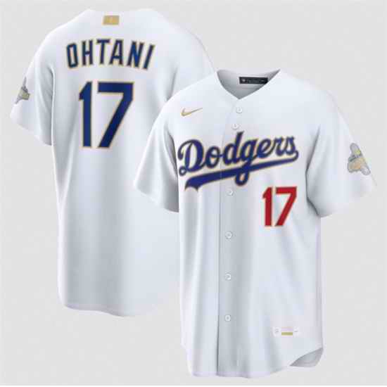 Youth Los Angeles Dodgers  17 Shohei Ohtani White 2026 Gold Collection Stadium Stitched Baseball Jersey