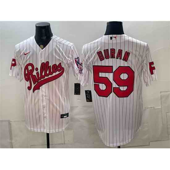 Men Philadelphia Phillies  59 Jhoan Duran White 2026 Field of Dreams Stadium Stitched Baseball Jersey