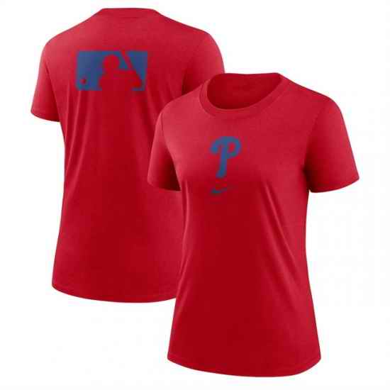 Women Philadelphia Phillies Red Early Work Tri Blend Dri FIT T Shirt