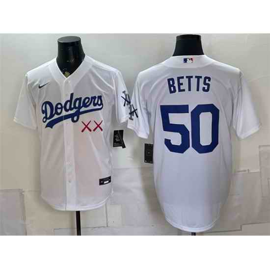 Men Los Angeles Dodgers x KAWS  50 Mookie Betts White Vapor Premier Limited Stitched Baseball Jersey