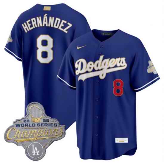 Men Los Angeles Dodgers  8 Enrique Hernandez Royal 2026 Alternate Gold Collection Stadium Stitched Baseball Jersey