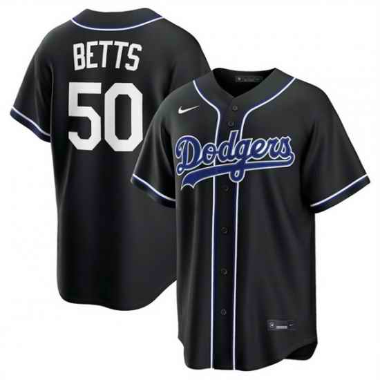 Men Los Angeles Dodgers  50 Mookie Betts 2026 Fashion Replica Black Out Stitched Baseball Jersey