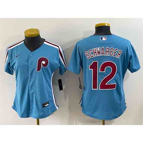 Youth Philadelphia Phillies  12 Kyle Schwarber Blue Stitched Jersey