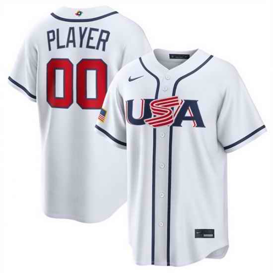 Men USA Baseball ACTIVE PLAYER Custom White 2026 World Baseball Classic Home Stadium Stitched Jersey