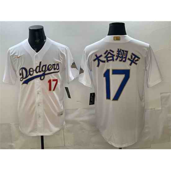 Men Los Angeles Dodgers  17 Shohei Ohtani White 2026 Gold Collection Stadium Stitched Baseball Jersey