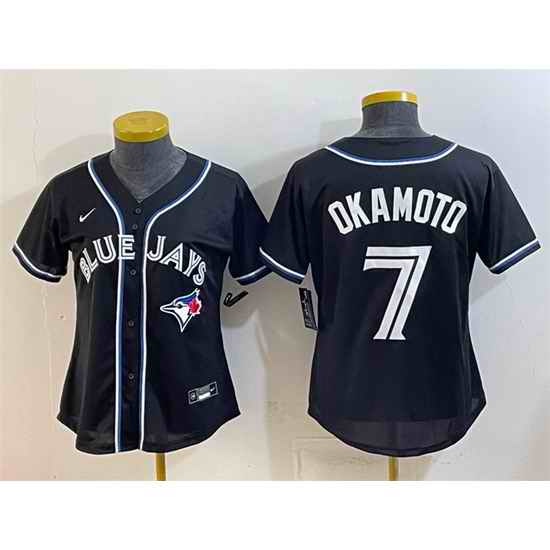 Youth Toronto Blue Jays  7 Kazuma Okamoto 2026 Fashion Replica Black Out Stitched Baseball Jersey