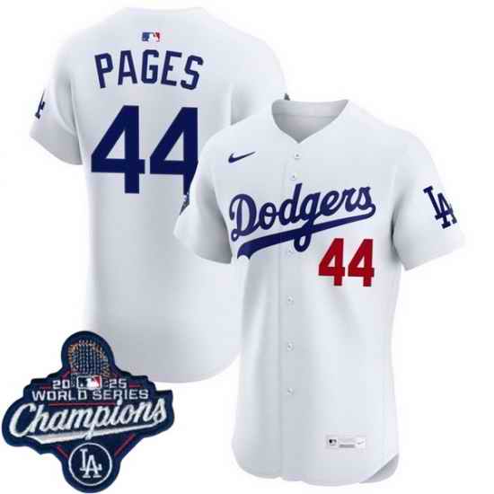 Men Los Angeles Dodgers 44 Andy Pages Cool Base 2025 World Champions Stitched Baseball Jersey White