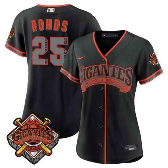 Women San Francisco Giants 25 Barry Bonds Black 2026 Alternate Stadium Stitched Baseball Jersey