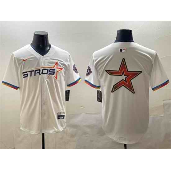 Men Houston Astros Team Big Logo White 2025 City Connect Limited Stitched Baseball Jersey 002