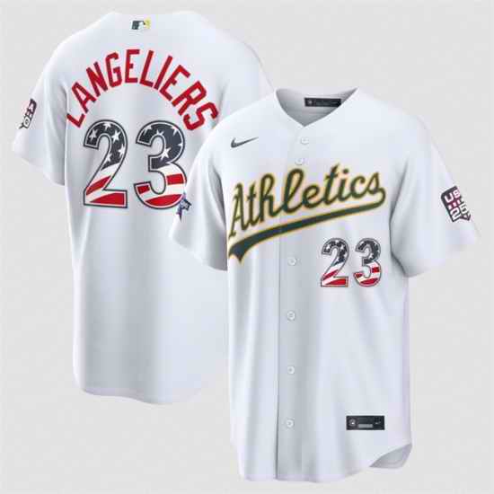 Men Athletics  Shea Langeliers White 2026 All Star Edition Stars   Stripes Stadium Pick A Player Stitched Baseball Jersey