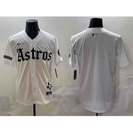 Men Houston Astros Blank White Gothic  27Houston Born Barrio Raised 27 Limited Stitched Baseball Jersey