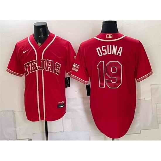 Men Texas Rangers 19 Alejandro Osuna Red 2026 City Connect Stadium Stitched Baseball Jersey