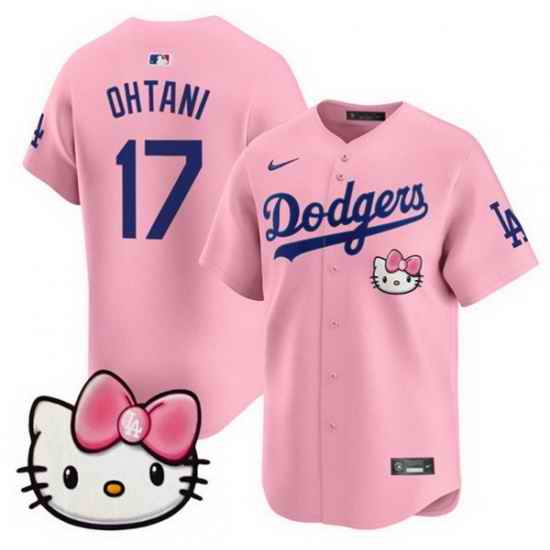 Men Los Angeles Dodgers 17 Shohei Ohtani Pink 2025 Hello Kitty Vapor Limited Stitched Baseball Jersey