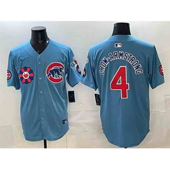 Men Chicago Cubs 4 Pete Crow Armstrong Blue 2025 Tokyo Series 2nd Alternate Limited Stitched Baseball Jersey