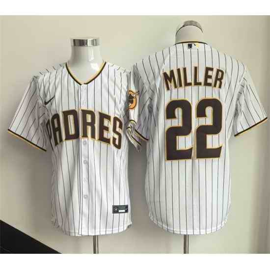 Men San Diego Padres  22 Mason Miller White Cool Base Stitched Baseball Jersey
