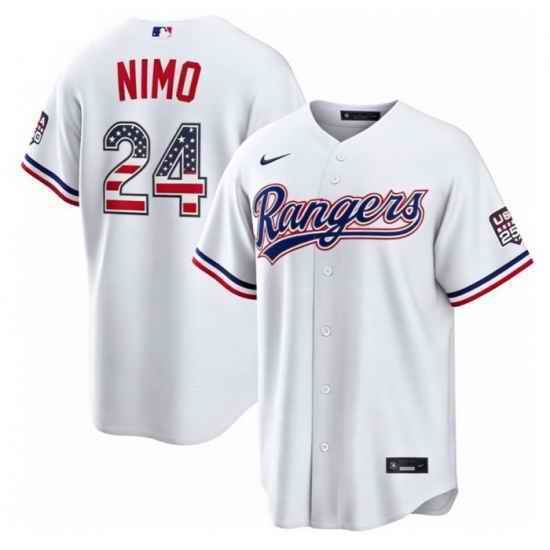 Men Texas Rangers Brandon Nimmo #24 Fourth of July 2026 Stitched MLB jerseys