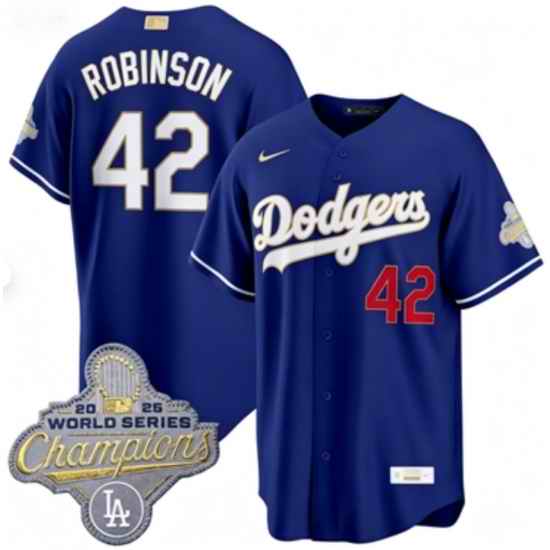Men Los Angeles Dodgers Jackie Robinson #42 Royal 2026 Alternate Gold Collection Stadium Stitched Baseball Jersey