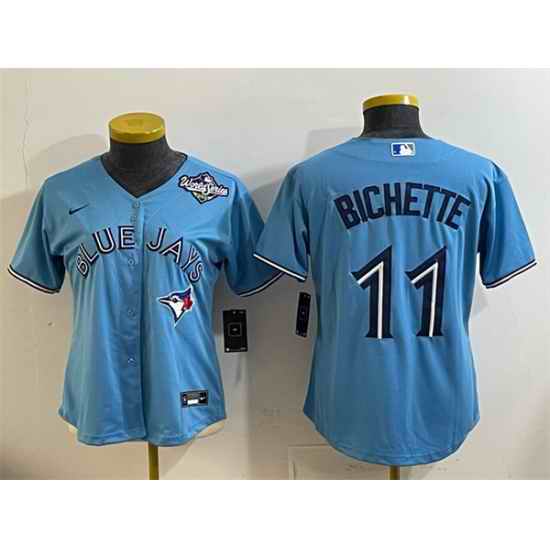 Women Toronto Blue Jays 11 Bo Bichette Blue 2025 World Series Cool Base Stitched Baseball Jersey