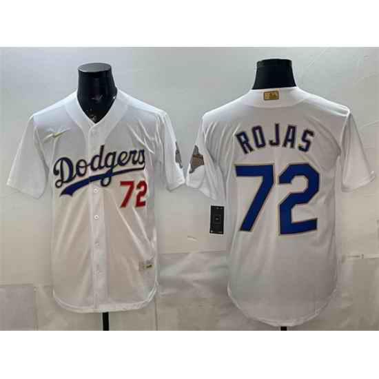Men Los Angeles Dodgers  72 Miguel Rojas White 2026 Gold Collection Stadium Stitched Baseball Jersey