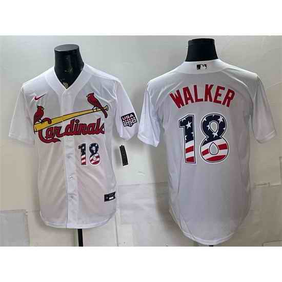 Men St  Louis Cardinals  18 Jordan Walker White USA 250 Fourth of July Stitched Baseball Jersey