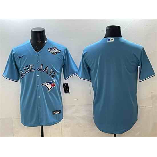 Men Toronto Blue Jays Blank Blue 2025 World Series Home Cool Base Stitched Baseball Jersey