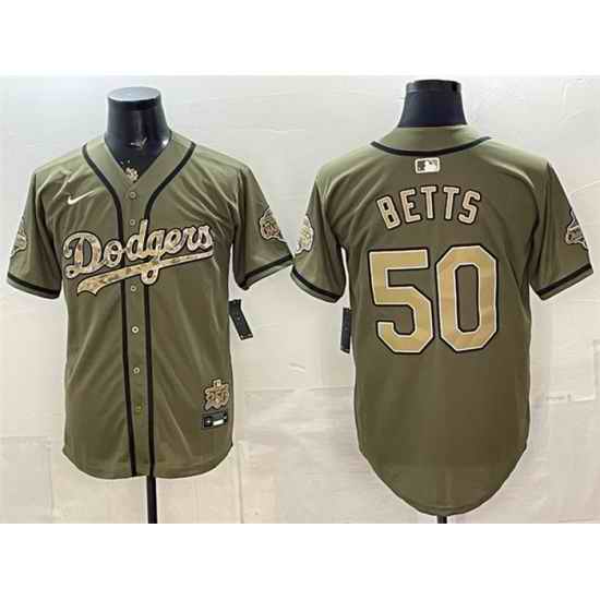 Men Los Angeles Dodgers  50 Mookie Betts Military Appreciation Game Day Stitched Baseball Jersey