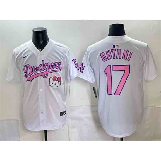 Men Los Angeles Dodgers  17 Shohei Ohtani White 2025 Hello Kitty Vapor Limited Stitched Baseball Jersey Run Small