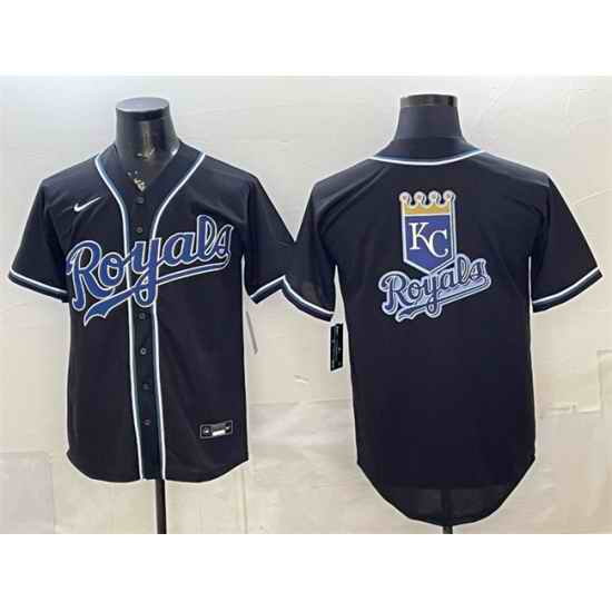 Men Kansas City Royals Team Big Logo 2026 Fashion Replica Black Out Stitched Baseball Jerseys