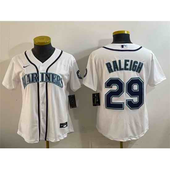 Youth Seattle Mariners 29 Cal Raleigh White Cool Base Stitched Baseball Jersey