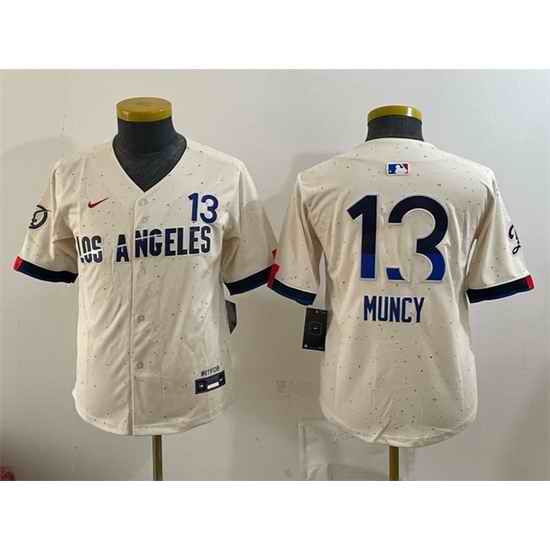 Youth Los Angeles Dodgers  13 Max Muncy Cream 2024 City Connect Limited Stitched Baseball Jersey