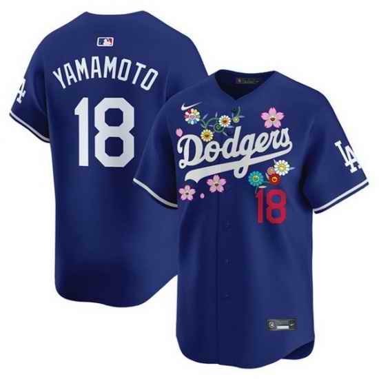 Men Los Angeles Dodgers 18 Yoshinobu Yamamoto Royal Takashi Murakami 2025 Vapor Limited Stitched Baseball Jersey