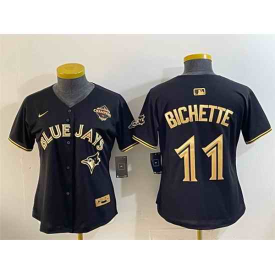 Youth Toronto Blue Jays 11 Bo Bichette Black Gold 2025 American League Champions Limited Stitched Baseball Jersey