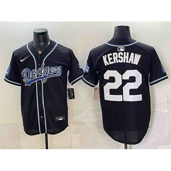 Men Los Angeles Dodgers  22 Clayton Kershaw B2B Champs 2026 Black Out Style Vapor Limited Stitched Baseball Jersey