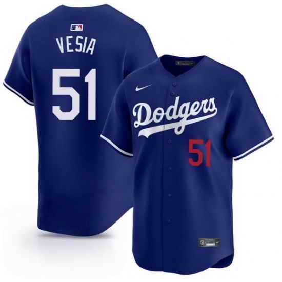 Men Los Angeles Dodgers  Alex Vesia #51 Blue Limited Stitched Baseball Jersey