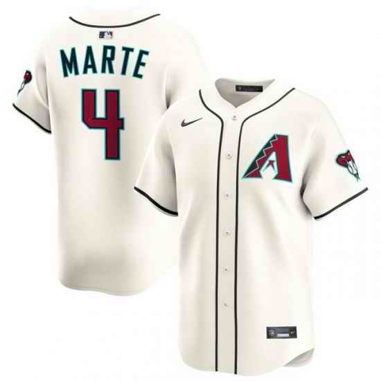 Men Arizona Diamondbacks Nike Home Limited Jersey Cream Marte Ketel 4