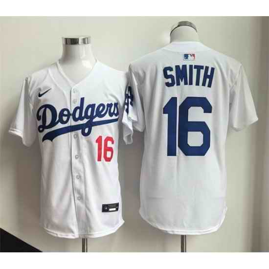 Men Los Angeles Dodgers 16 Will Smith White Home Limited Stitched Baseball Jersey