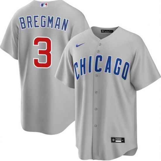 Men Chicago Cubs 3 Alex Bregman Grey 2026 Cool Base Limited Stitched Baseball Jersey