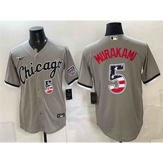 Men Chicago White Sox  5 Munetaka Murakami Grey 2026 USA 250 Fourth of July Stitched Baseball Jersey