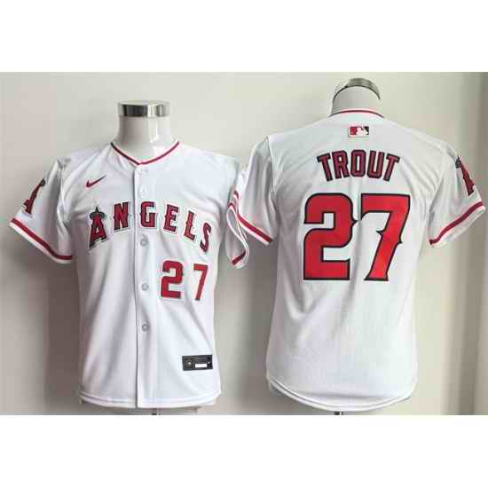 Youth Los Angeles Angels  27 Mike Trout White Limited Stitched Baseball Jersey