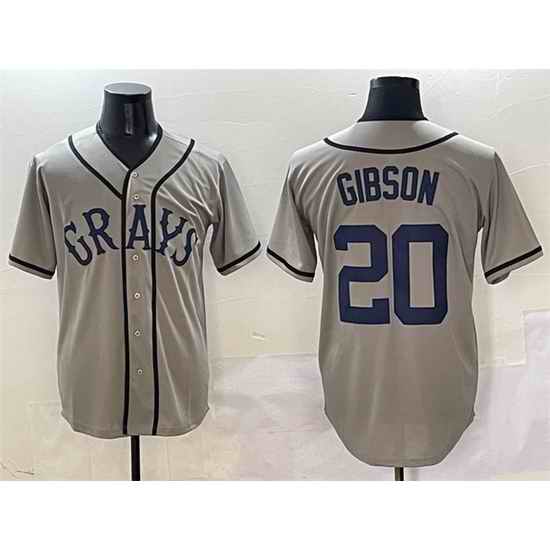 Men Homestead Grays 20 Josh Gibson Gray Stitched Baseball Jersey