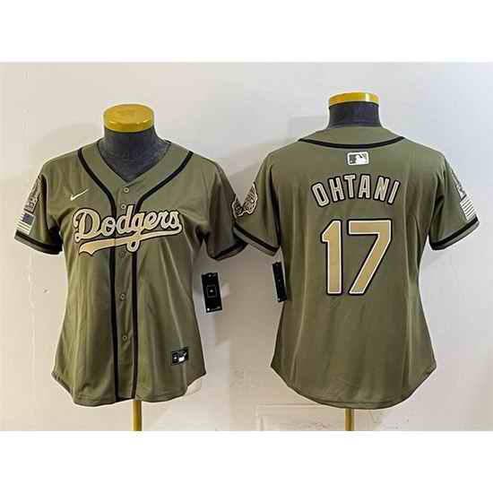 Women Los Angeles Dodgers  17 Shohei Ohtani Olive 2026 Armed Forces Day Stitched Baseball Jersey