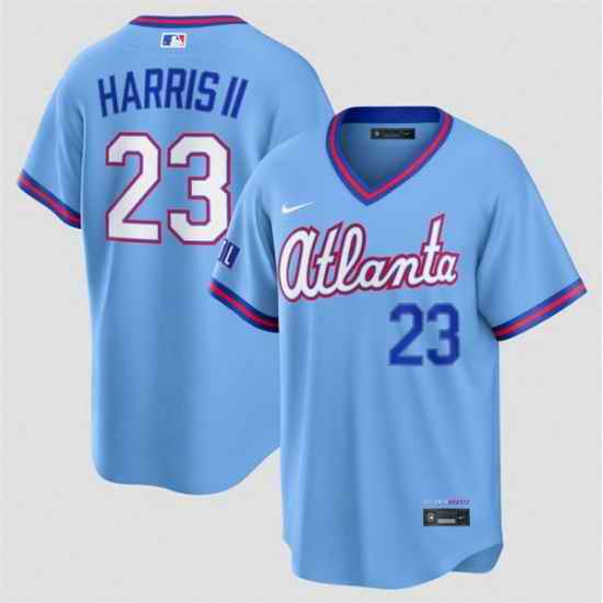 Men Atlanta Braves  Michael Harris II Powder Blue 2026 City Connect Stadium Stitched Baseball Jersey