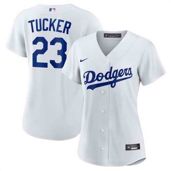 Women Los Angeles Dodgers 23 Kyle Tucker White Cool Base Stitched Baseball Jersey