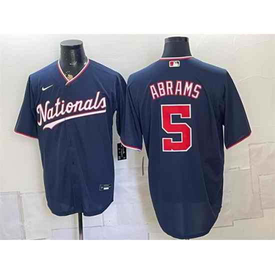 Men Washington Nationals  5 CJ Abrams Navy Stitched Baseball Jersey
