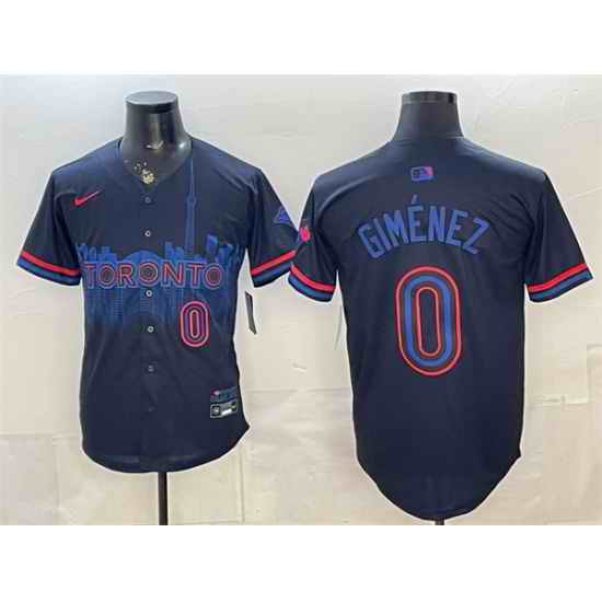 Men Toronto Blue Jays  0 Andres Gimenez Navy 2024 City Connect Limited Stitched Baseball Jersey