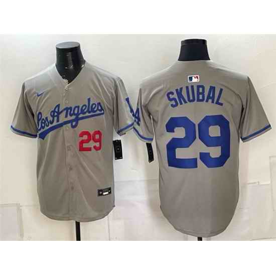 Men Los Angeles Dodgers  29 Tarik Skubal Grey Limited Stitched Baseball Jersey