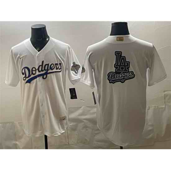 Men Los Angeles Dodgers Team Big Logo White 2026 Gold Collection Stadium Stitched Baseball Jersey 002