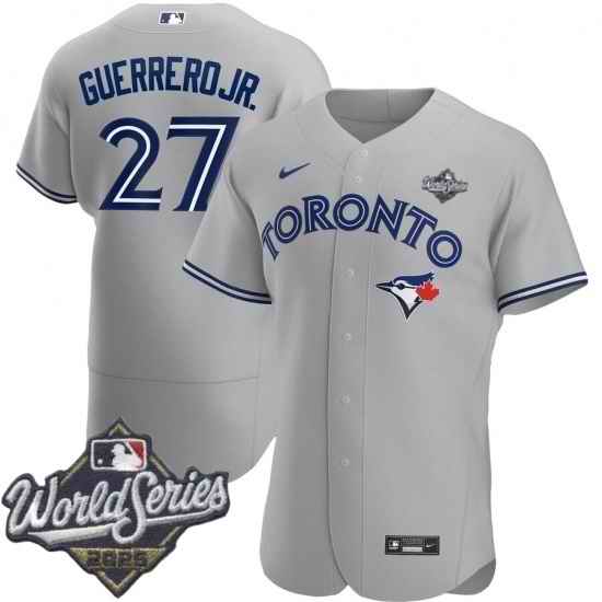 Men Toronto Blue Jays 27 Vladimir Guerrero Jr Men Nike Gray Road 2020 Flex Base Player MLB Jersey